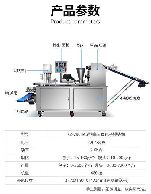 【福建商用多功能仿人工包子饅頭機(jī)食品廠卷面式包餡饅頭機(jī)】- 